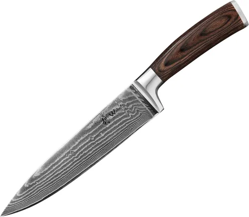 Miniatura 4 de Wakoli EDIB Cuchillo de chef Damasco – Cuchillo de cocina de estilo japonés de 7.9 pulgadas, hoja de acero de Damasco de 67 capas con núcleo VG10, 1