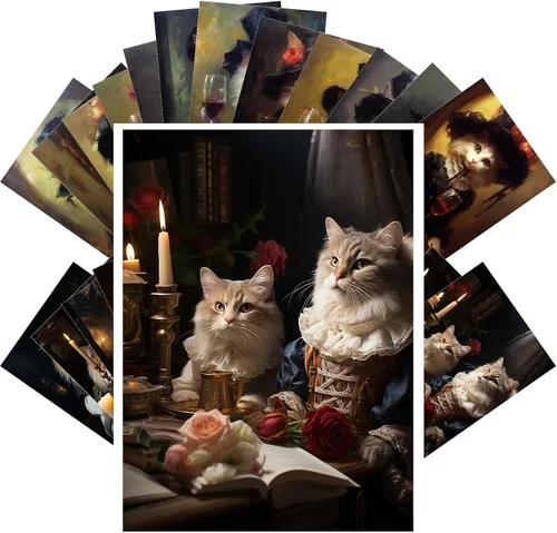 Miniatura 9 de PIXILUV Postales Vintage (24 piezas de 4"x6" cada una) Edificios Siniestros y Lindos Gatos de Negocios Victorianos Postales Vintage Tarjetas