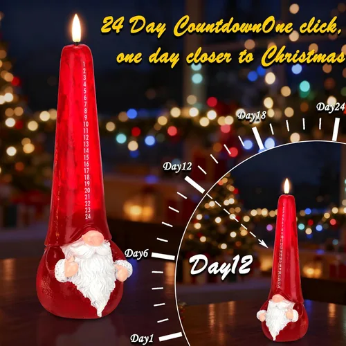 Miniatura 5 de Velas sin llama de Navidad con control remoto, vela de cuenta regresiva de Navidad, velas con cuenta regresiva de Santa Claus a Navidad operadas por