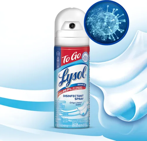 Miniatura 5 de Lysol Spray desinfectante To Go, desinfectante de tamaño de viaje, para desinfectar y desodorizar sobre la marcha, lino crujiente, 1.5 onzas
