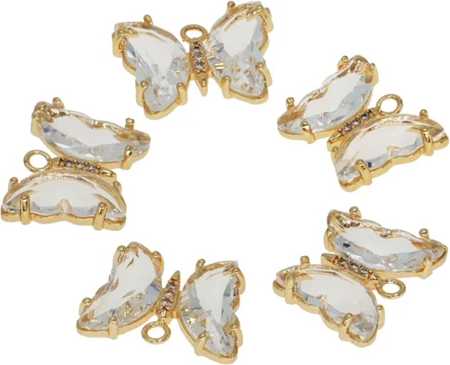 Miniatura 26 de Dijes de latón chapados en oro de circonita de cristal para hacer joyas, pulseras, collares, aretes, colgantes, suministros de manualidades