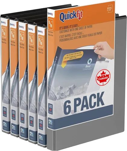 Miniatura 9 de QuickFit Carpeta de 3 anillas para la escuela u oficina, anillo D, color blanco, paquete de 6, 1 pulgada