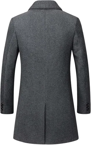 Miniatura 2 de Litteking Abrigo de invierno para hombre, gabardina de lana, abrigo casual de un solo botonadura