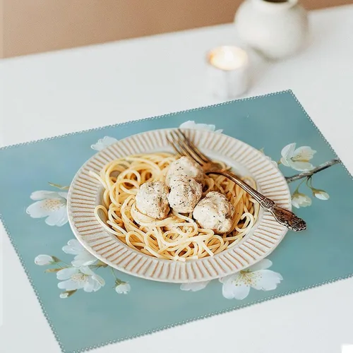Miniatura 6 de Cherry Flower Branch Placemats Set of 6 Resistant Table Mats Washable Place Mats for Dinner Party Table Decoration