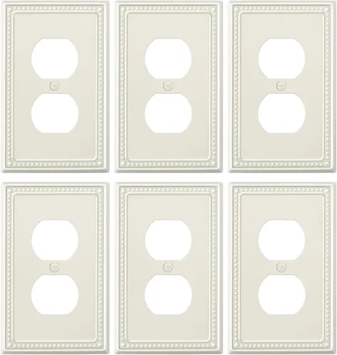 Miniatura 130 de Paquete de 4 placas de cubierta para interruptor de luz de palanca individual, cubiertas decorativas de perlas, placa de pared de metal almendra