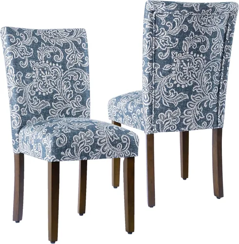 Miniatura 20 de Homepop Silla de comedor con detalle festoneado, sillas de comedor Parsons tapizadas, muebles decorativos para el hogar, tejido texturizado crema