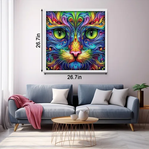 Miniatura 6 de Rompecabezas de gato para adultos, 1000 piezas, rompecabezas de arte abstracto de animales de fantasía, colorido y divertido rompecabezas de gato