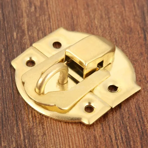 Miniatura 6 de Yetaha 10 pestillos pequeños dorados, joyero antiguo, cerrojos con cerradura, cierre de pestillo para cajas de madera, caja de pecho, maleta