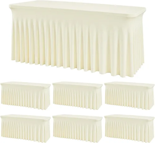Miniatura 10 de Mantel rectangular de elastano negro, funda elástica ajustada para mesas rectangulares de 1,8 m, falda de mesa elástica sin arrugas para decoración