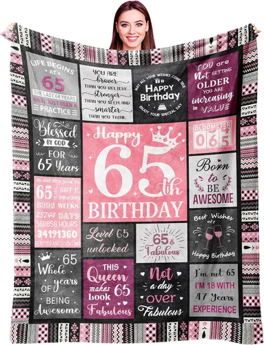 Miniatura 17 de Ivivis Regalos de 100º Cumpleaños para Mujeres Manta 60"x50", Suministros de Decoraciones para Fiesta de 100º Cumpleaños, Regalos de Feliz 100º