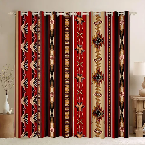 Miniatura 43 de Cortinas opacas de estilo bohemio occidental de 76 x 45 pulgadas, cortinas y cortinas de atrapasueños de vaca, cortinas del suroeste, cortinas