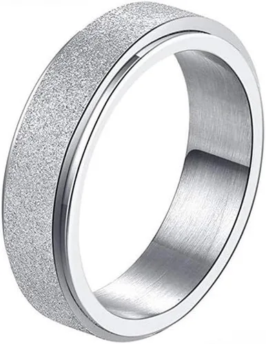 WLPCIV Anillo de ansiedad para mujeres y hombres, anillo giratorio de acero inoxidable, anillos de arena con acabado con purpurina para aliviar el