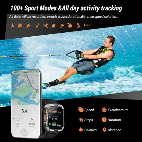 Miniatura 10 de Reloj inteligente militar para hombre (respuesta/hacer llamadas), reloj inteligente de 2.01 pulgadas para Android y iPhone, rastreador de actividad