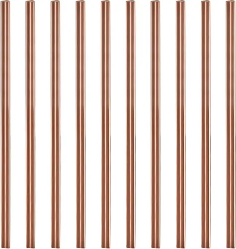 uxcell 10 popotes de metal reutilizables, 8.5 pulgadas, con forma de corazón, de acero inoxidable para beber batido, bebidas frías, bebidas (oro Oro