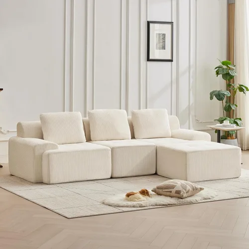 Miniatura 8 de Modular Sectional Sofa with Movable Ottoman, 1 Seat Deep Seat Couch with 1 Pillow, Comfy Cloud Sectional Sofa for Living Room, Bedroom and Apartment