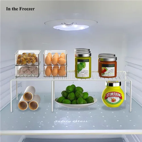 Miniatura 2 de Organizador de armario de cocina y estantes de almacenamiento, estante organizador expandible para congelador con patas resistentes a los arañazos