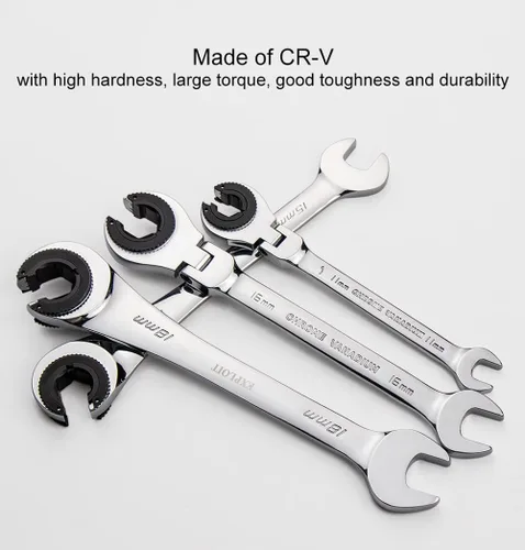 Miniatura 4 de Llave combinada de trinquete para tubos, llave de cabeza ajustable flexible, herramientas manuales, llave de engranaje de anillo Herramientas