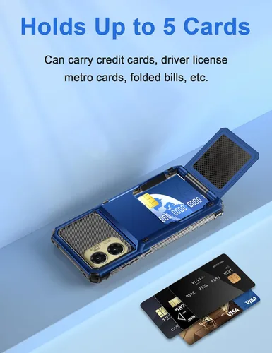 Miniatura 3 de COOYA Funda para Moto G Stylus 2024 con 5 ranuras para tarjetas de crédito, funda con tapa para G Stylus 2024, bolsillo trasero, doble capa, carcasa