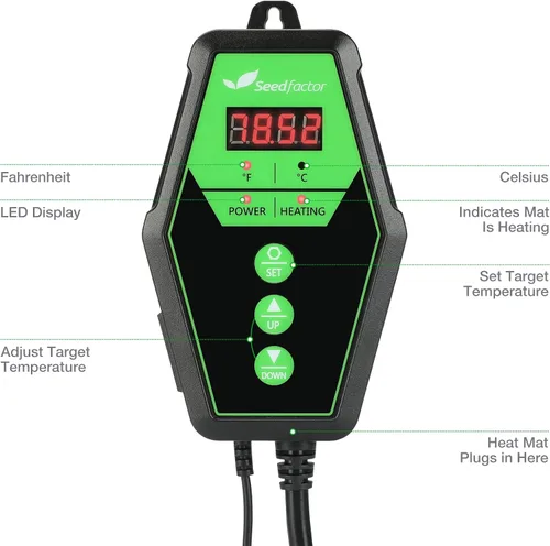 Miniatura 3 de Controlador digital de termostato térmico para germinación de semillas, reptiles e invernadero de incubación de cría de cerveza, 40-108°F, 8.3A