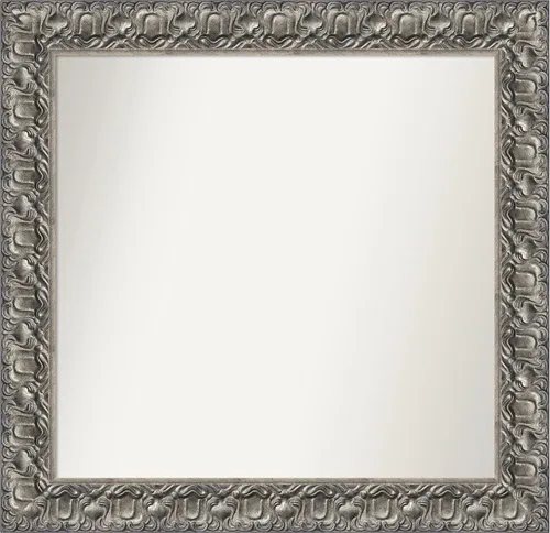Miniatura 106 de Amanti Art Espejo de baño plateado para sobre fregadero, 26 x 26 pulgadas, espejo cuadrado de níquel pulido, marco de madera tradicional mediano, se