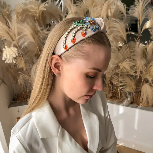 Miniatura 6 de Diademas barrocas de cristal con diamantes de imitación para mujer, banda bordada para el cabello, exquisita banda para el cabello, disponible en 5