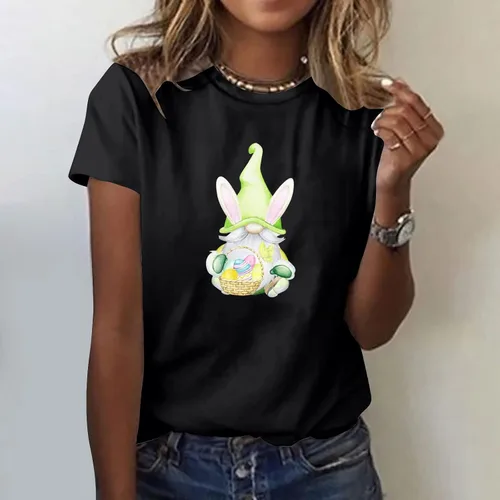 Miniatura 2 de Happy Easter Day T Shirt for Women Cute Bunny Graphic Shirt Funny Religious Tees Casual Short Sleeve Basic Tops
