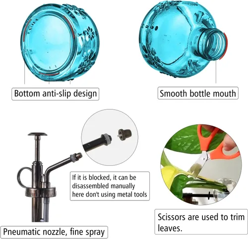 Miniatura 3 de XXXFLOWER Botella de spray para plantas de vidrio, rociador para plantas de interior, botella de riego para suculentas, estilo vintage alto