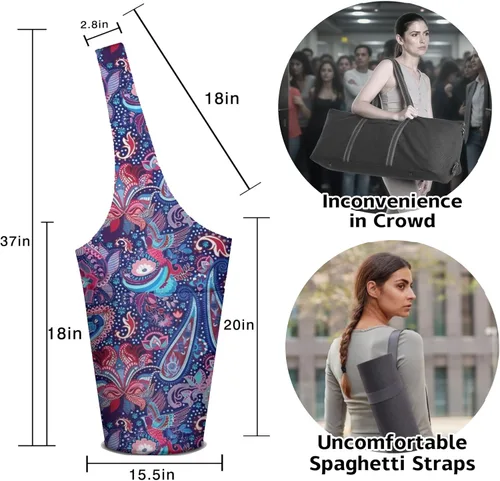 Miniatura 2 de Bolsa para esterilla de yoga para mujeres con bolsillo grande lateral, duradera de lino, bolsa de gimnasio para entrenamiento, almacenamiento