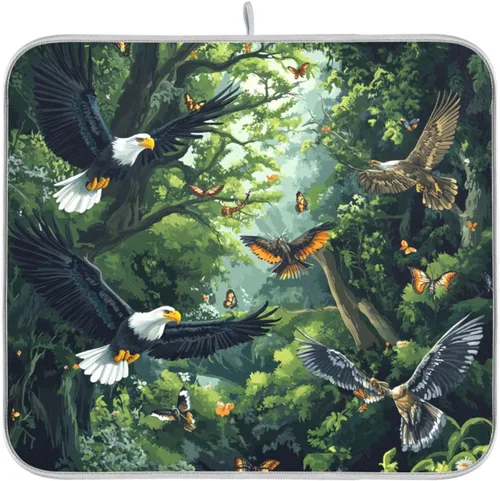 Miniatura 65 de Tapete de secado de platos de primavera naranja con flor de amapola para encimera de cocina, tapete escurridor absorbente de microfibra, tapete