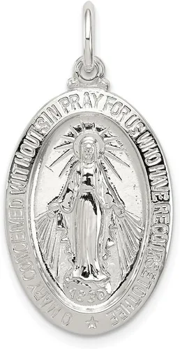 Diamond2Deal Colgante de medalla milagrosa de plata de ley 925, joyería fina para mujer (L- 1.181 in W- 0.630 in), No es una piedra preciosa