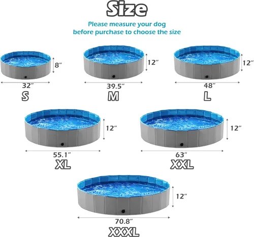 Miniatura 6 de Jasonwell Piscina plegable para perros y mascotas, piscina plegable para mascotas, bañera para niños, piscina para cachorros, perros pequeños, Mdf