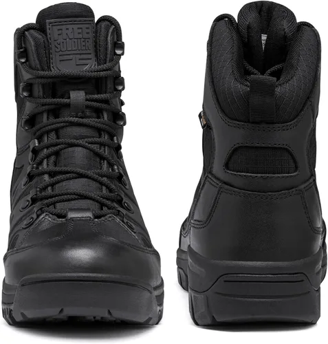 Miniatura 6 de FREE SOLDIER Botas de senderismo tácticas impermeables para hombre, botas de trabajo militar, botas de combate