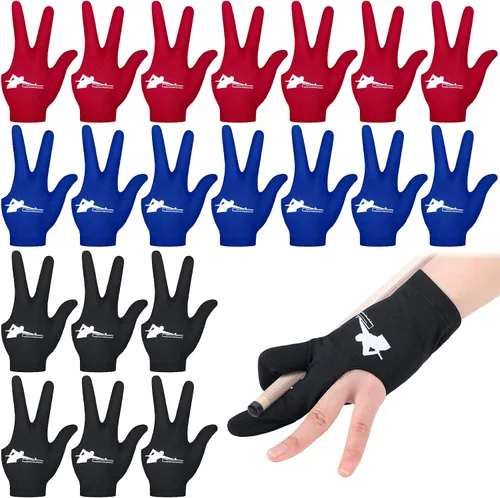 Miniatura 7 de Giegxin 20 guantes de billar para billar con tres dedos, guantes de billar para mano izquierda y derecha, accesorios deportivos universales