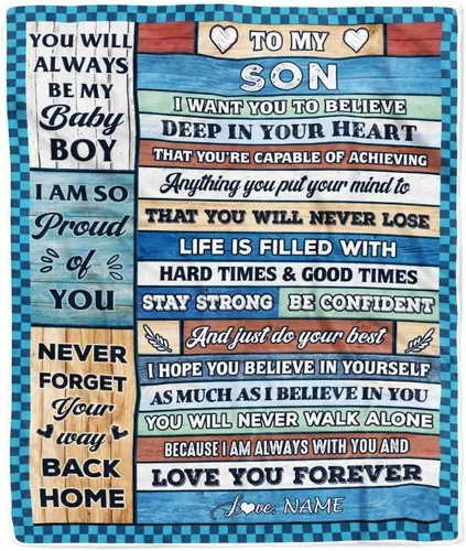 Manta Personalizada "To My Son" de Mamá y Papá Regalos para Hijo que Va a la Universidad Cumpleaños Graduación Navidad Regalo Personalizado Manta de