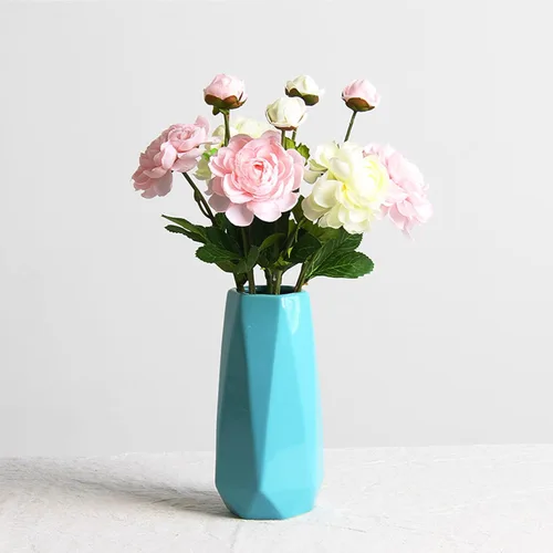 Jarrón de cerámica, 7.4 pulgadas para pampas, lirio de cala, tulipán, jarrón de flores estilo minimalista para decoración del hogar de estante de