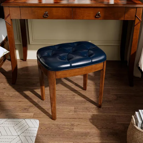 Miniatura 3 de Vantity Taburete de banco con tapizado, elegante y moderno, banco de tocador de maquillaje, versátil para comedor, sala de estar, 19.3 x 14.9 x 19.3