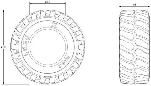 Miniatura 7 de LESU Neumáticos de rueda de goma 110MM Diámetro 45MM Altura para 1/15 RC Loader DIY Modelo de coche