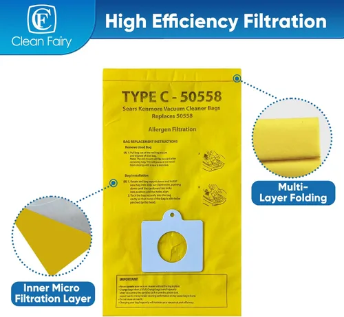 Miniatura 3 de Paquete de 20 bolsas de repuesto Kenmore 53292 tipo C/Q 5055 compatibles con recipientes 81214, 81414, 81614, 81615, 81714, 21814, BC7005, BC3005