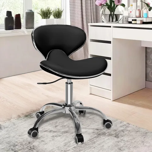 Taburete enrollable ajustable multiusos con respaldo, barra de spa, silla de tatuaje para salón médico, silla con ruedas giratorias 360, resistente,