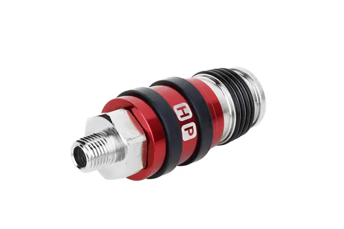 Miniatura 3 de Milton Acoplador universal de escape de seguridad 2 en Uno: 1/4" MNPT x 3/8" flujo corporal, rojo