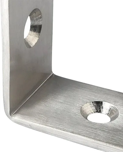 Miniatura 3 de Deezio Soporte de esquina de acero inoxidable resistente, soporte de ángulo para juntas, níquel cepillado, paquete de 4 (3.937 x 3.937 x 0.118 in)