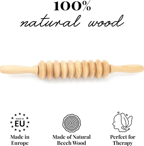 Miniatura 4 de Tuuli Accesorios - Rodillo de masaje de madera de disco, rodillo corporal multifuncional para celulitis, tensión muscular y apoyo a la salud