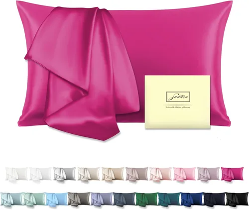 Miniatura 54 de Funda de almohada de seda para cabello y piel, suave, transpirable y sedosa 100% seda Queen, juego de 2, fundas de almohada de seda de morera