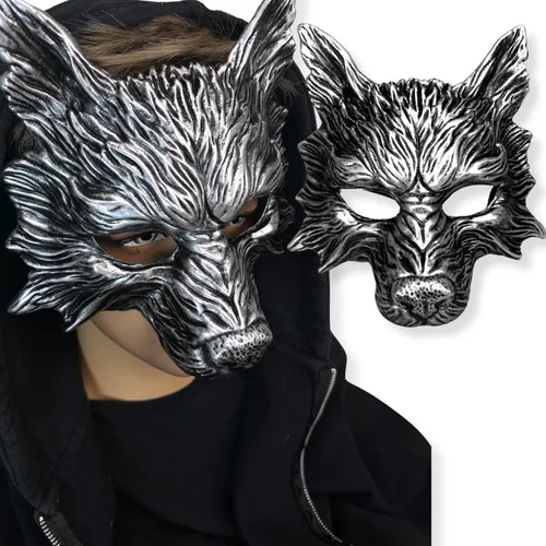 Miniatura 9 de Máscara de lobo de animales para mascarada, máscara de lobos, máscara de Halloween, cosplay, máscara de fiesta Blanco