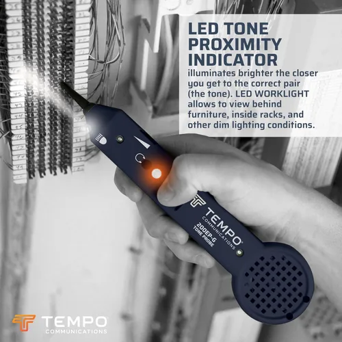 Miniatura 8 de TEMPO 200EP-G trazador de cables profesional con sonda, conector para auriculares, linterna, LED, punta conductora, toner de cables y rastreador