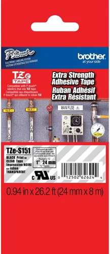 Miniatura 21 de Brother P-touch TZE-S951 - Cinta adhesiva laminada extra resistente de 1 pulgada (24 mm) de ancho, negro sobre plateado mate, laminada