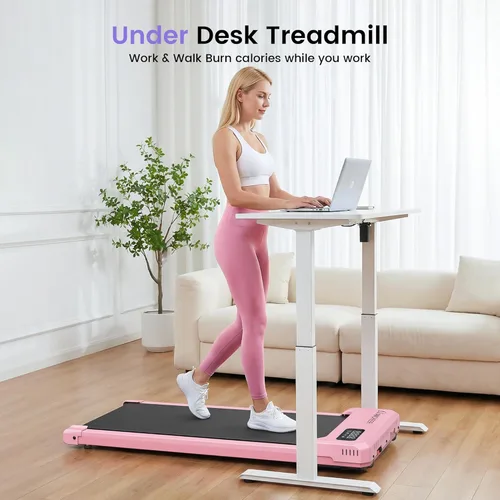 Miniatura 5 de Caminadora pequeña con inclinación – Cintas de correr para debajo del escritorio con barra de asa, cintas de correr plegables portátiles compactas