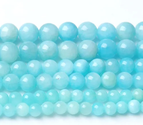 Miniatura 47 de Cuentas Redondas Sueltas de Gemas Naturales, Cuentas de Piedra Energética de Cristal para Hacer Joyas 15" (Jade Hielo, 10MM)