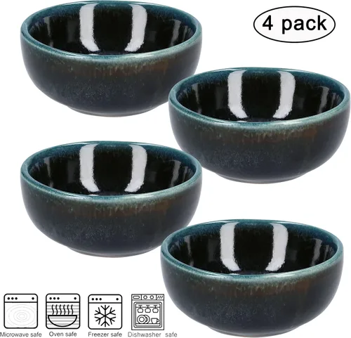 Miniatura 2 de Plato de cerámica para salsa de soja pequeños, 3 pulgadas, juego de 4 (negro n.º 2)