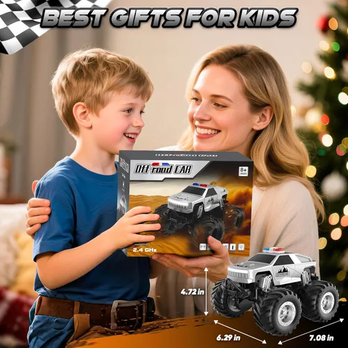 Miniatura 9 de Auto de control remoto, camión de control remoto todo terreno, autos RC con giros de 360 grados, auto de juguete estilo pickup con luz, camión RC